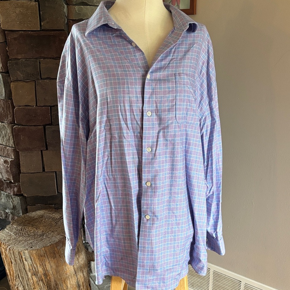 Pronto Uomo Purple and Blue Plaid Shirt